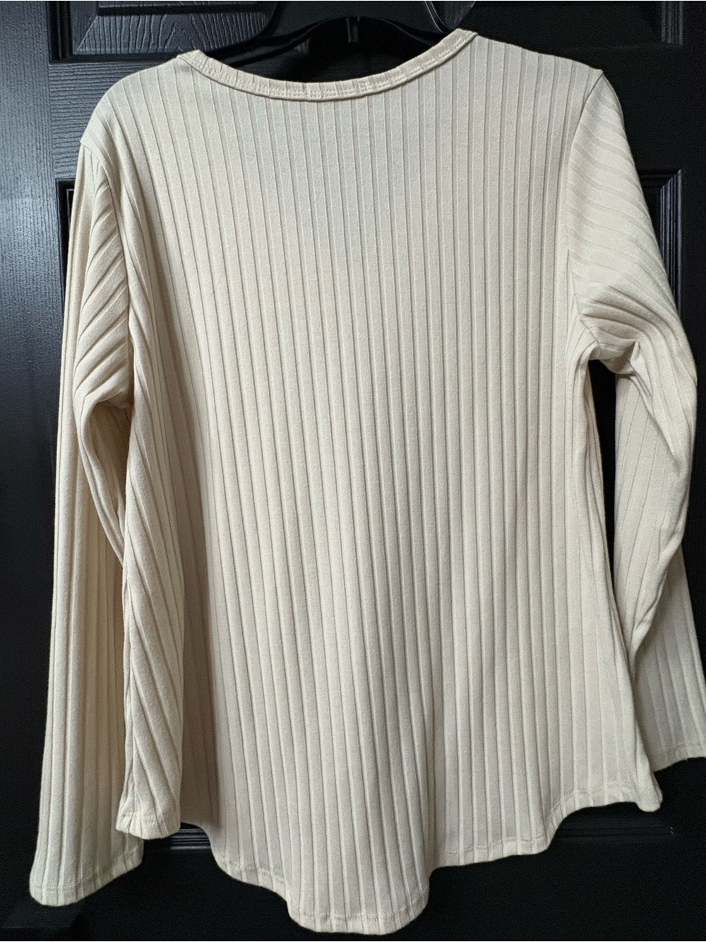 BomBom Cream Ribbed Button-Down Women's Top - Picture 3 of 4